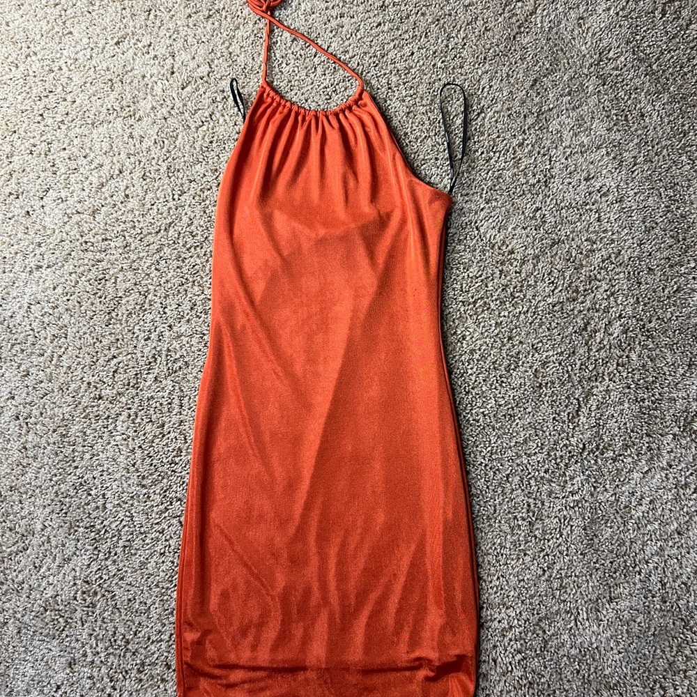 Forever 21 Orange Halter Slip Dress for Night Out